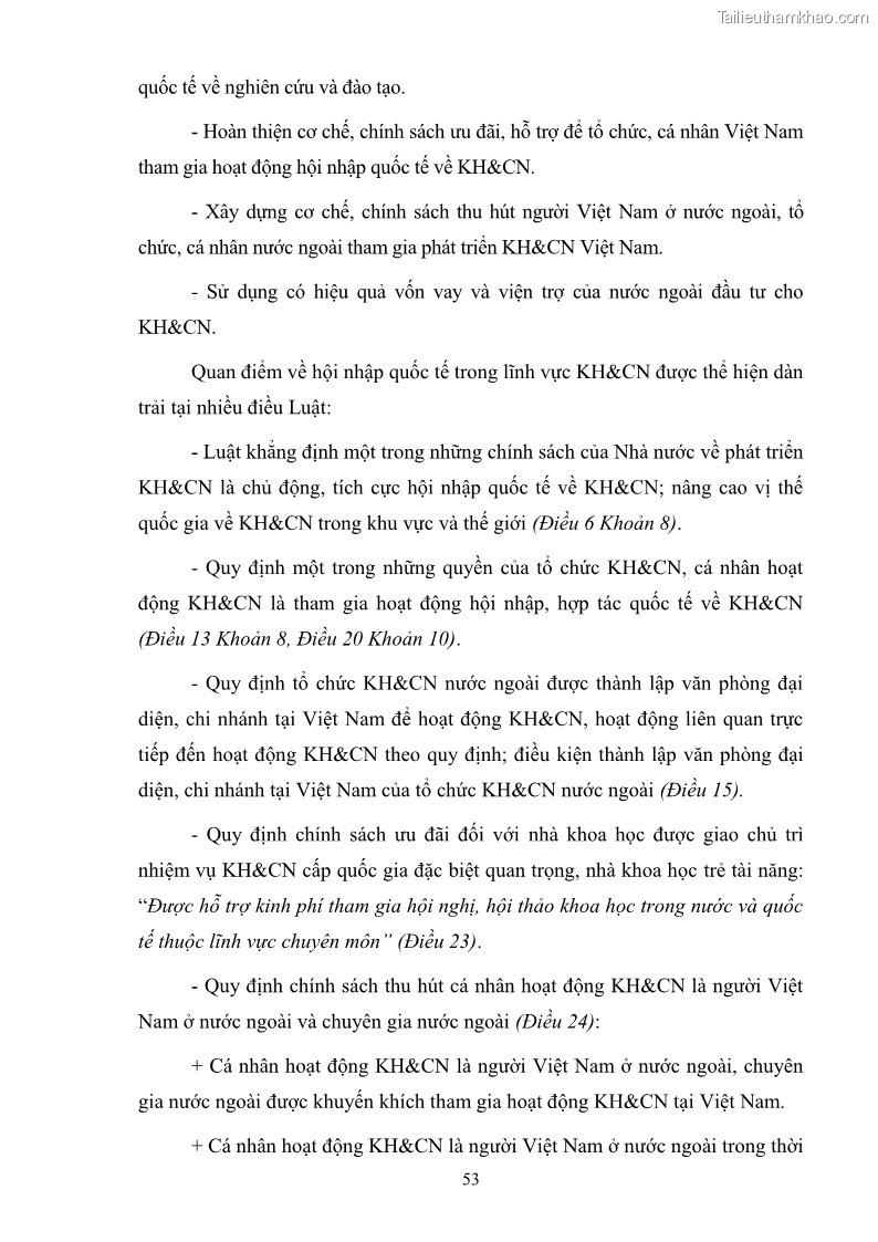 Luận văn thạc sĩ luật học Cơ sở pháp lý cho việc hội nhập quốc tế của Việt Nam trong lĩnh vực khoa học và công nghệ - 8 Trang 57