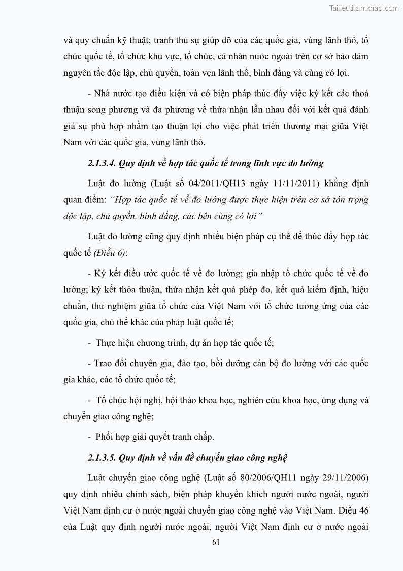 Luận văn thạc sĩ luật học Cơ sở pháp lý cho việc hội nhập quốc tế của Việt Nam trong lĩnh vực khoa học và công nghệ - 9 Trang 65