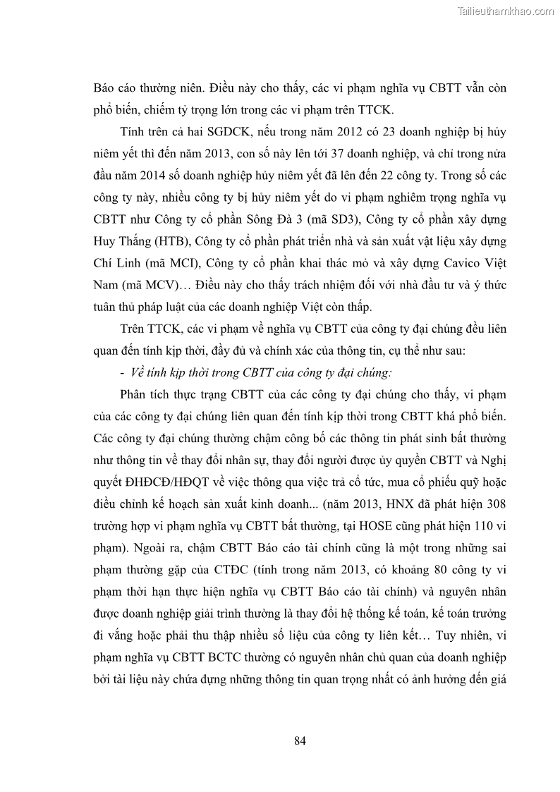 Luận văn thạc sĩ luật học Công bố thông tin của công ty đại chúng trên thị trường chứng khoán theo pháp luật Việt Nam - 12 Trang 89