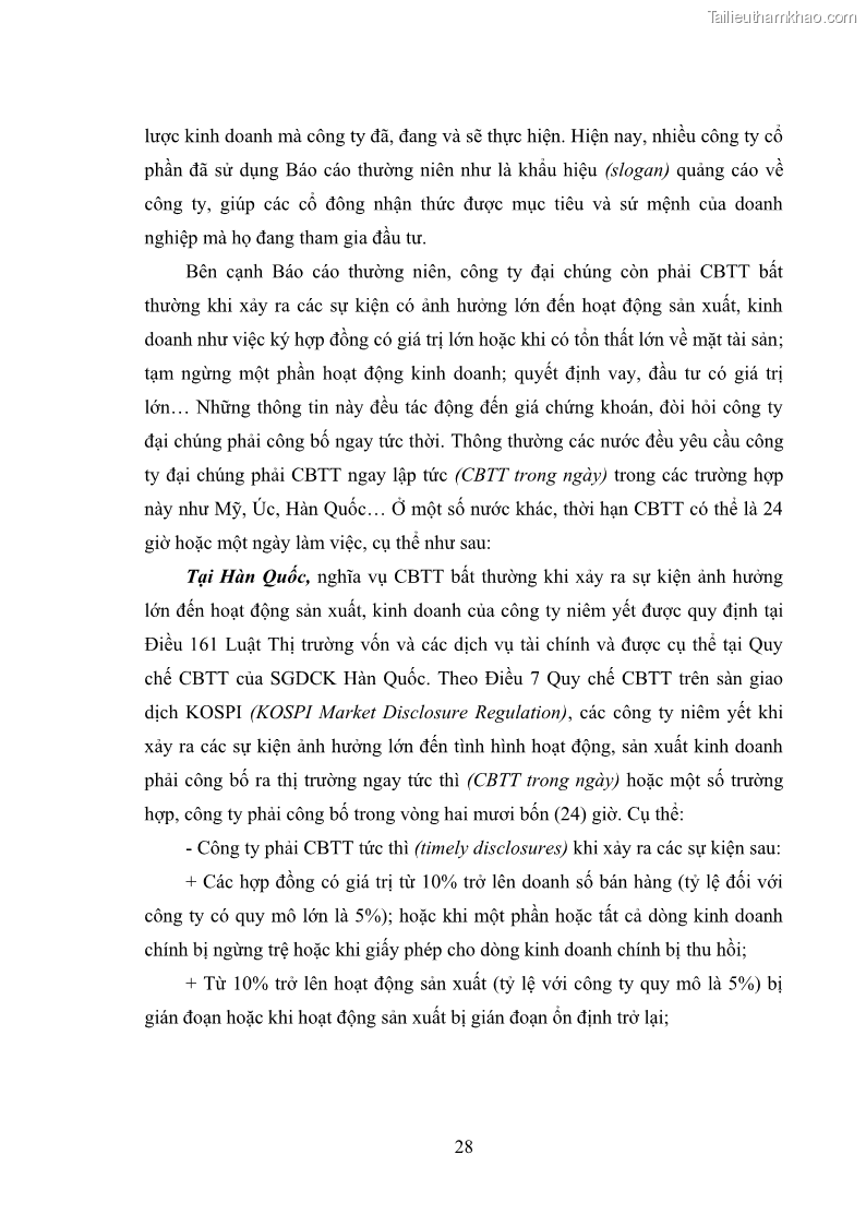 Luận văn thạc sĩ luật học Công bố thông tin của công ty đại chúng trên thị trường chứng khoán theo pháp luật Việt Nam - 5 Trang 33