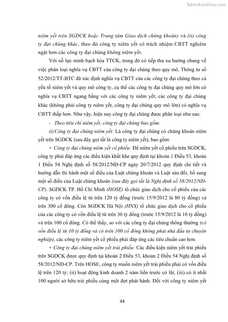 Luận văn thạc sĩ luật học Công bố thông tin của công ty đại chúng trên thị trường chứng khoán theo pháp luật Việt Nam - 7 Trang 49