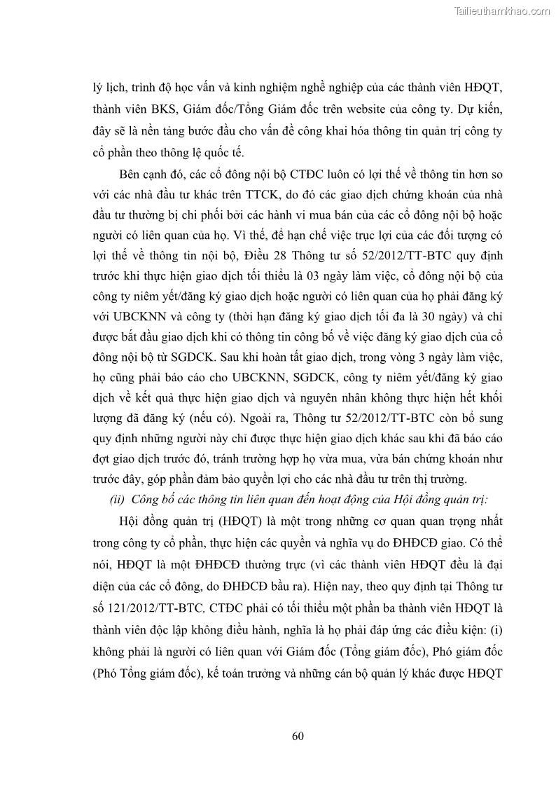 Luận văn thạc sĩ luật học Công bố thông tin của công ty đại chúng trên thị trường chứng khoán theo pháp luật Việt Nam - 9 Trang 65