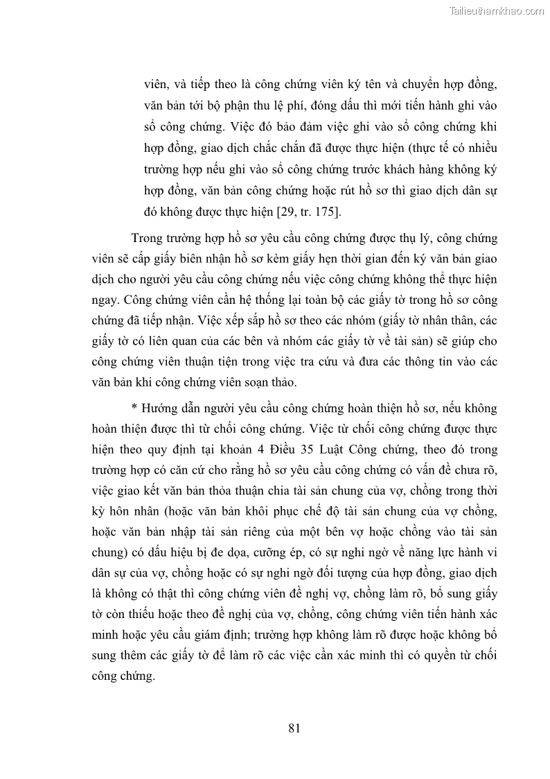 Luận văn thạc sĩ luật học Công chứng các văn bản liên quan đến tài sản của vợ chồng - 11 Trang 81