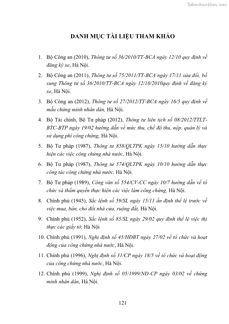 Luận văn thạc sĩ luật học Công chứng các văn bản liên quan đến tài sản của vợ chồng - 16 Trang 121