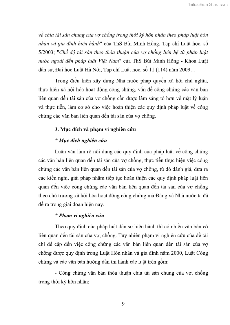 Luận văn thạc sĩ luật học Công chứng các văn bản liên quan đến tài sản của vợ chồng - 2 Trang 9