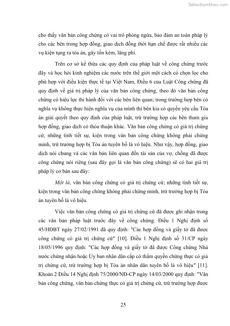 Luận văn thạc sĩ luật học Công chứng các văn bản liên quan đến tài sản của vợ chồng - 4 Trang 25