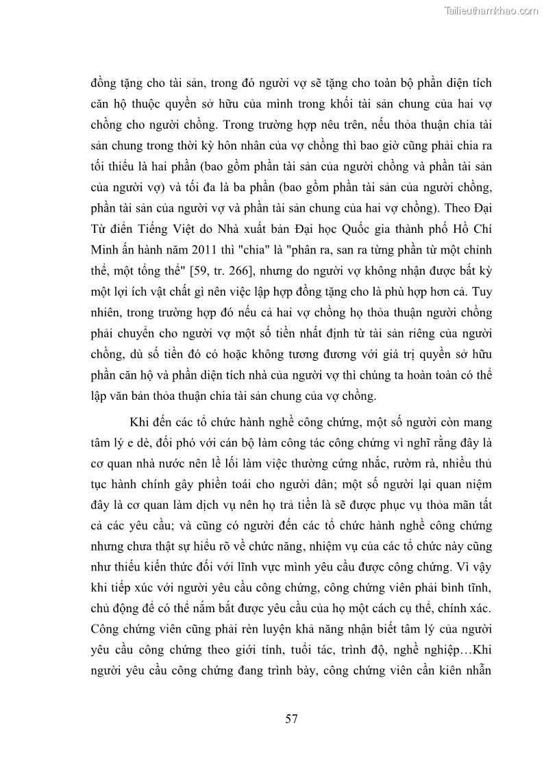 Luận văn thạc sĩ luật học Công chứng các văn bản liên quan đến tài sản của vợ chồng - 8 Trang 57