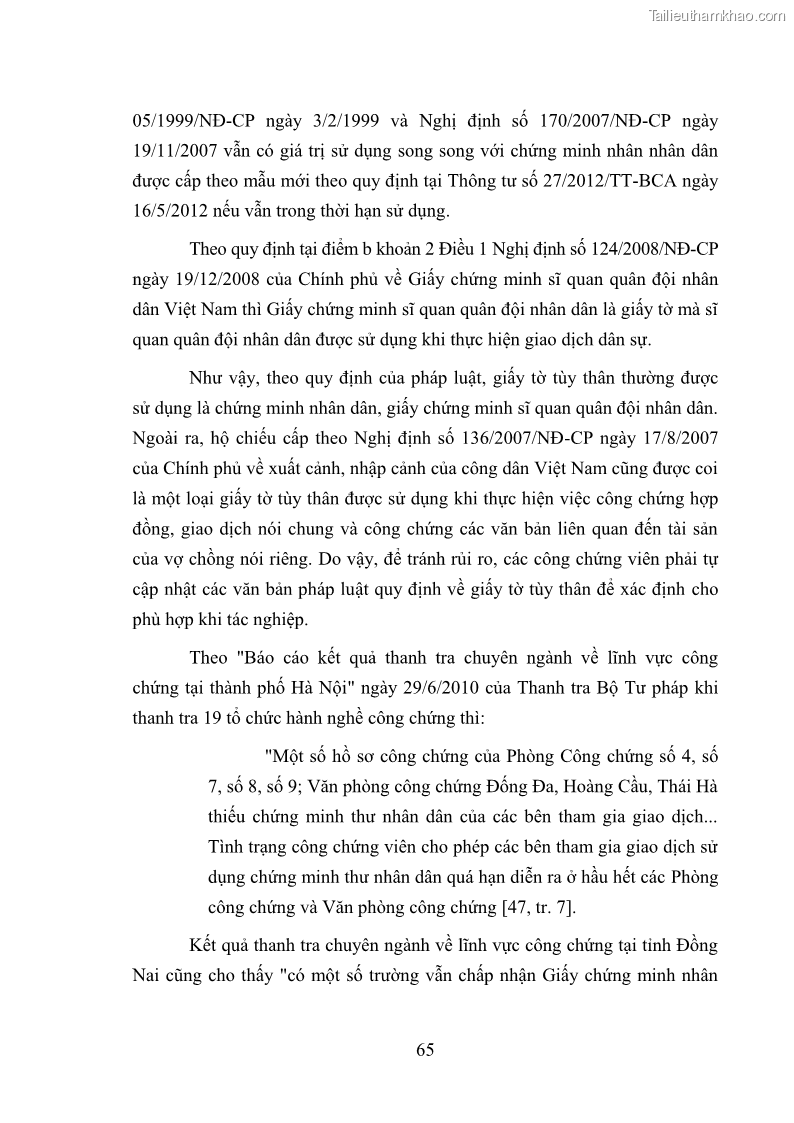 Luận văn thạc sĩ luật học Công chứng các văn bản liên quan đến tài sản của vợ chồng - 9 Trang 65