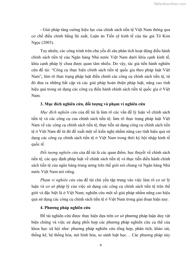 Luận văn thạc sĩ luật học Công cụ thực hiện chính sách tiền tệ quốc gia theo pháp luật Việt Nam - 2 Trang 9