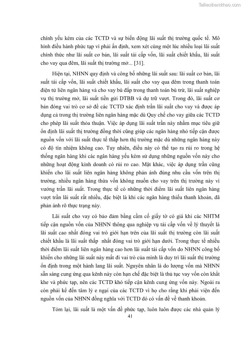 Luận văn thạc sĩ luật học Công cụ thực hiện chính sách tiền tệ quốc gia theo pháp luật Việt Nam - 6 Trang 41