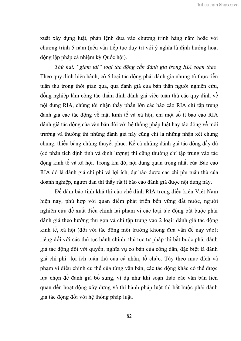 Luận văn thạc sĩ luật học Hoàn thiện các quy định về đánh giá tác động pháp luật tại Việt Nam - 12 Trang 89