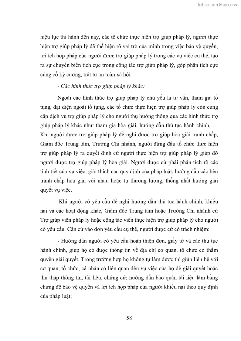 Luận văn thạc sĩ luật học Hoạt động trợ giúp pháp lý trong các chương trình giảm nghèo - 8 Trang 57