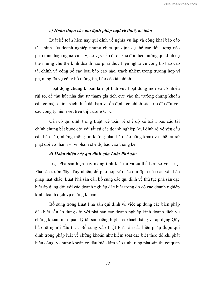 Luận văn thạc sĩ luật học Pháp luật về quản lý giao dịch chứng khoán chưa niêm yết ở Việt Nam - 10 Trang 73