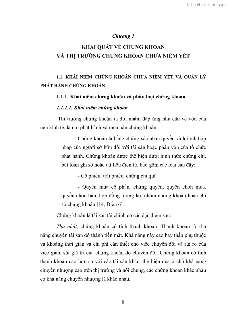 Luận văn thạc sĩ luật học Pháp luật về quản lý giao dịch chứng khoán chưa niêm yết ở Việt Nam - 2 Trang 9