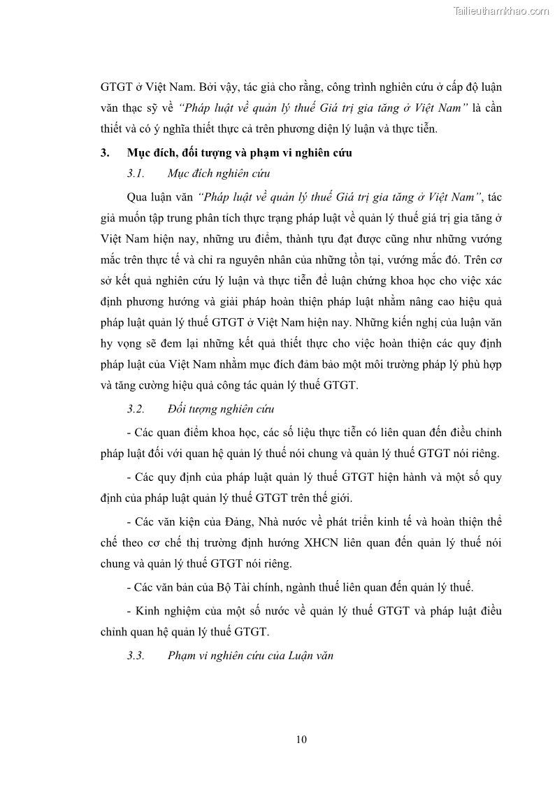 Luận văn thạc sĩ luật học Pháp luật về quản lý thuế Giá trị gia tăng tại Việt Nam - 2 Trang 9