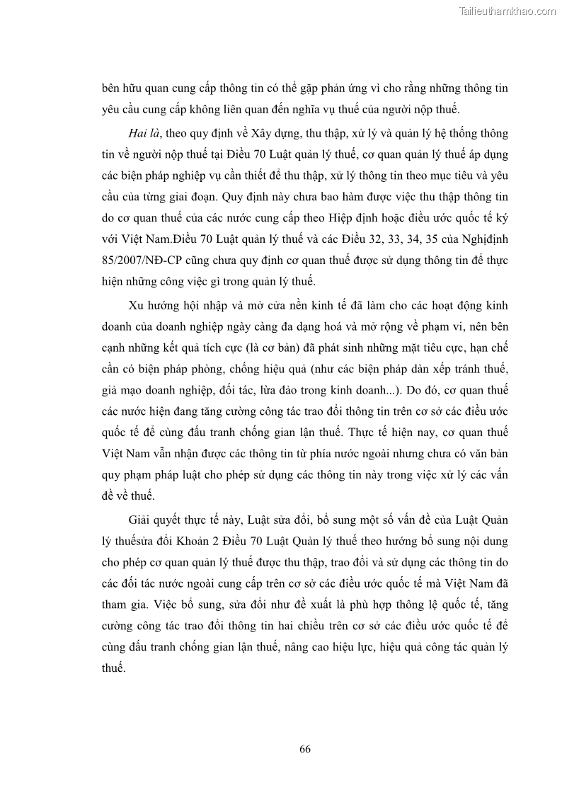 Luận văn thạc sĩ luật học Pháp luật về quản lý thuế Giá trị gia tăng tại Việt Nam - 9 Trang 65