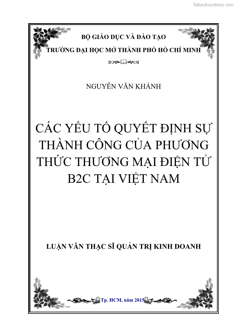 Luận văn thạc sĩ quản trị kinh doanh Các yếu tố quyết định sự thành công của phương thức Thương mại điện tử B2C tại Việt Nam - 1 Trang 1