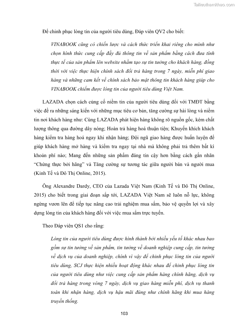 Luận văn thạc sĩ quản trị kinh doanh Các yếu tố quyết định sự thành công của phương thức Thương mại điện tử B2C tại Việt Nam - 15 Trang 113