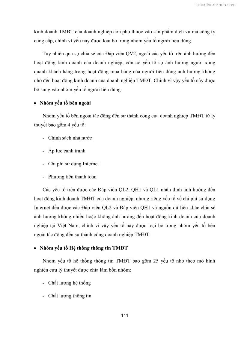 Luận văn thạc sĩ quản trị kinh doanh Các yếu tố quyết định sự thành công của phương thức Thương mại điện tử B2C tại Việt Nam - 16 Trang 121