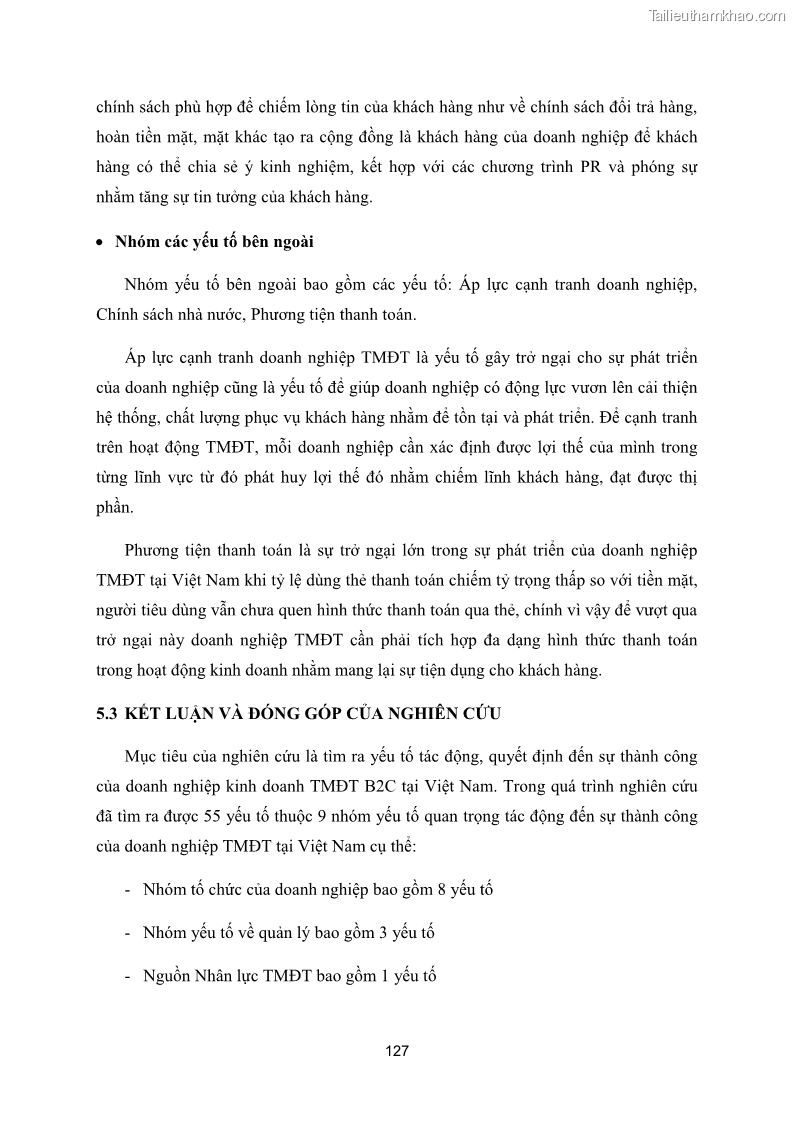 Luận văn thạc sĩ quản trị kinh doanh Các yếu tố quyết định sự thành công của phương thức Thương mại điện tử B2C tại Việt Nam - 18 Trang 137