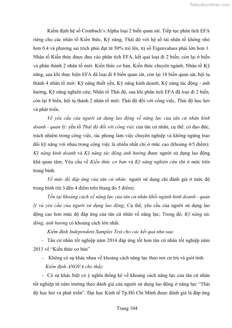 Luận văn thạc sĩ quản trị kinh doanh Khoảng cách giữa năng lực của tân cử nhân và yêu cầu của người sử dụng lao động - 16 Trang 121