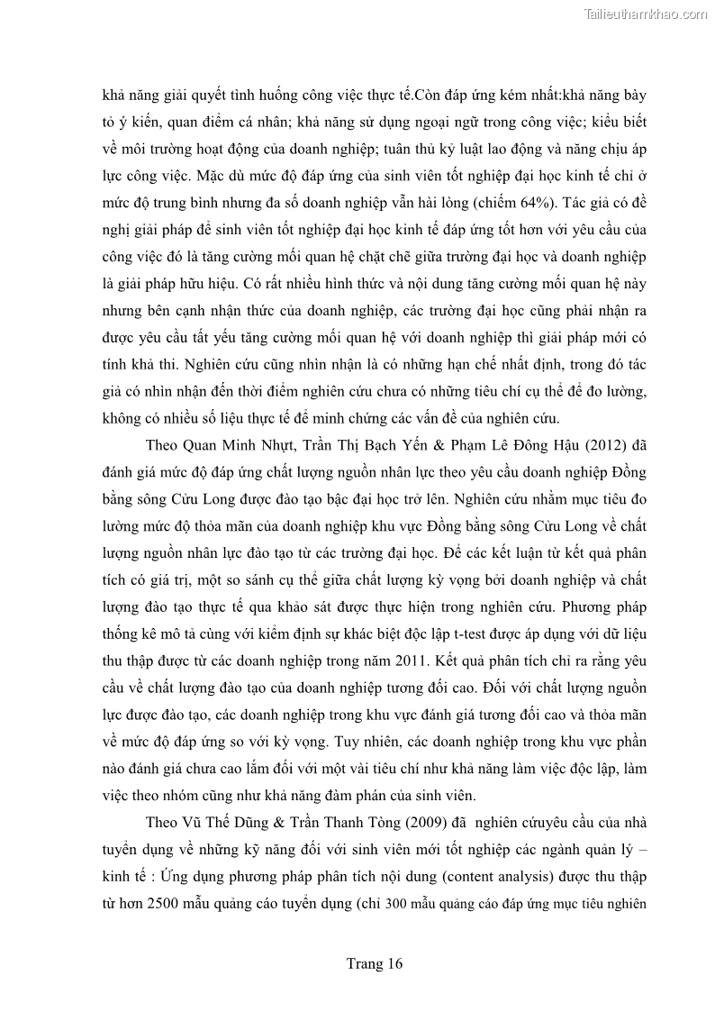 Luận văn thạc sĩ quản trị kinh doanh Khoảng cách giữa năng lực của tân cử nhân và yêu cầu của người sử dụng lao động - 5 Trang 33