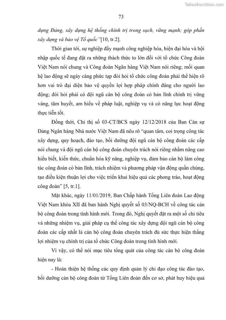 Luận văn thạc sĩ quản trị nhân lực Nâng cao chất lượng đội ngũ cán bộ Công đoàn Ngân hàng Việt Nam - 11 Trang 81