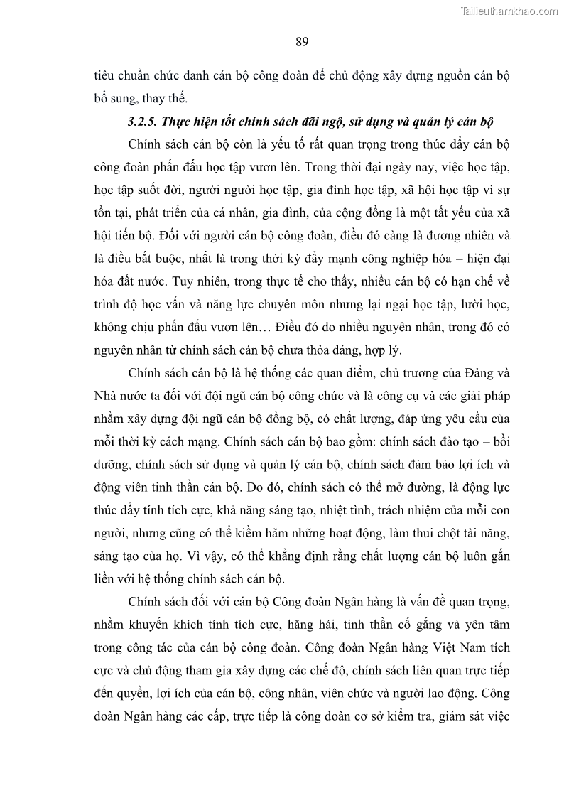 Luận văn thạc sĩ quản trị nhân lực Nâng cao chất lượng đội ngũ cán bộ Công đoàn Ngân hàng Việt Nam - 13 Trang 97