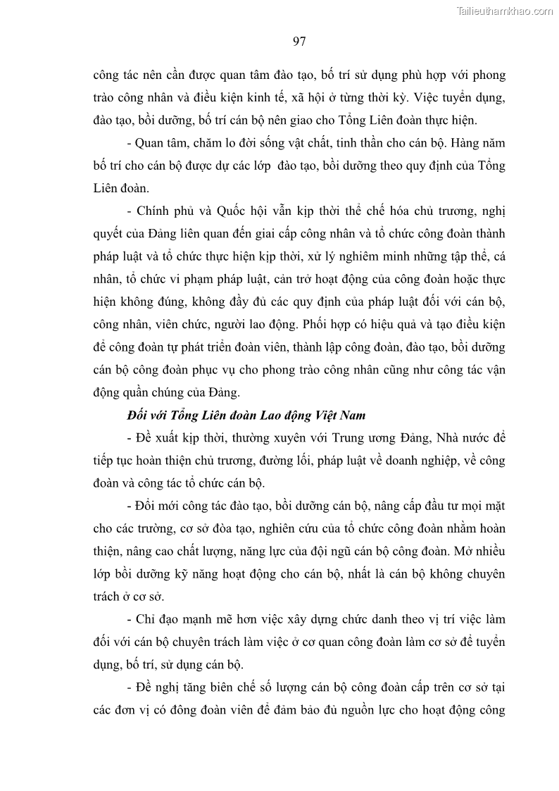 Luận văn thạc sĩ quản trị nhân lực Nâng cao chất lượng đội ngũ cán bộ Công đoàn Ngân hàng Việt Nam - 14 Trang 105