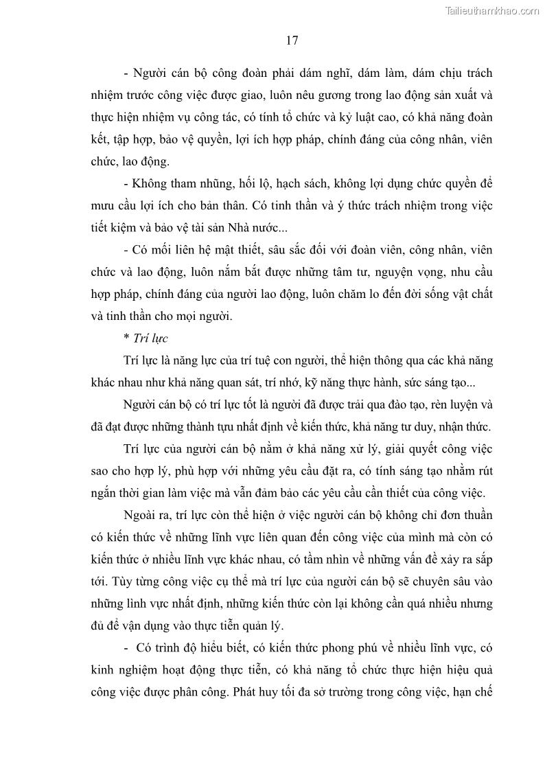 Luận văn thạc sĩ quản trị nhân lực Nâng cao chất lượng đội ngũ cán bộ Công đoàn Ngân hàng Việt Nam - 4 Trang 25