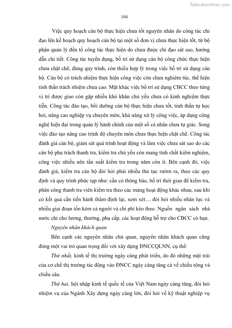 Luận văn thạc sĩ quản trị nhân lực Nâng cao chất lượng đội ngũ công chức Cơ quan Bộ Xây dựng - 15 Trang 113