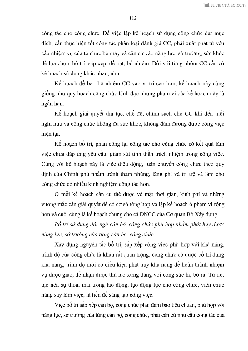 Luận văn thạc sĩ quản trị nhân lực Nâng cao chất lượng đội ngũ công chức Cơ quan Bộ Xây dựng - 16 Trang 121