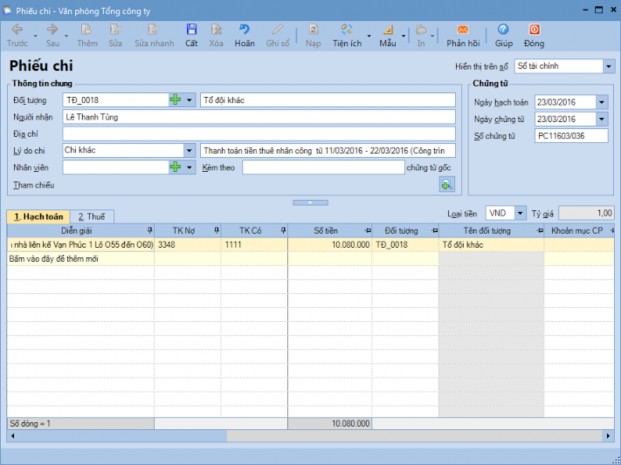 H4 3 Màn hình thể hiện hạch toán chi phí tiền lương 3