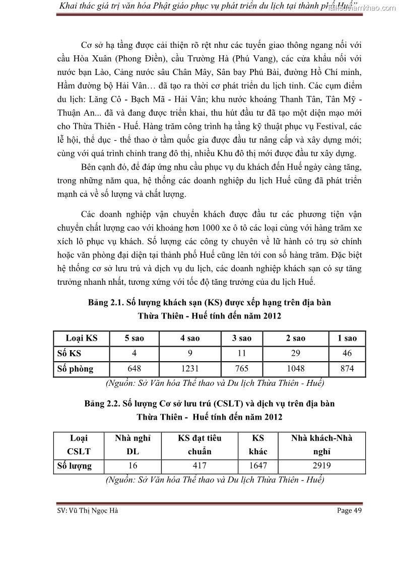 Khóa luận tốt nghiệp văn hóa du lịch Khai thác giá trị văn hóa Phật giáo phục vụ phát triển du lịch tại thành phố Huế - 7 Trang 49