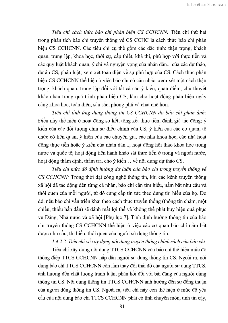 Luận án tiến sĩ báo chí học Báo chí truyền thông về chính sách cải cách hành chính nhà nước Việt Nam - 12 Trang 89