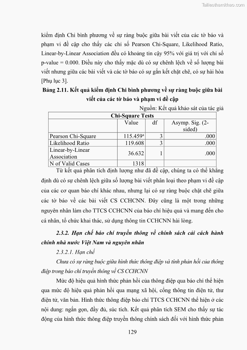Luận án tiến sĩ báo chí học Báo chí truyền thông về chính sách cải cách hành chính nhà nước Việt Nam - 18 Trang 137