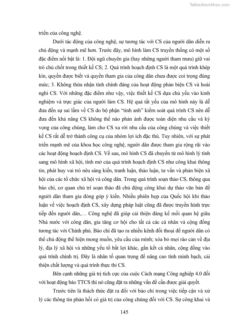 Luận án tiến sĩ báo chí học Báo chí truyền thông về chính sách cải cách hành chính nhà nước Việt Nam - 20 Trang 153