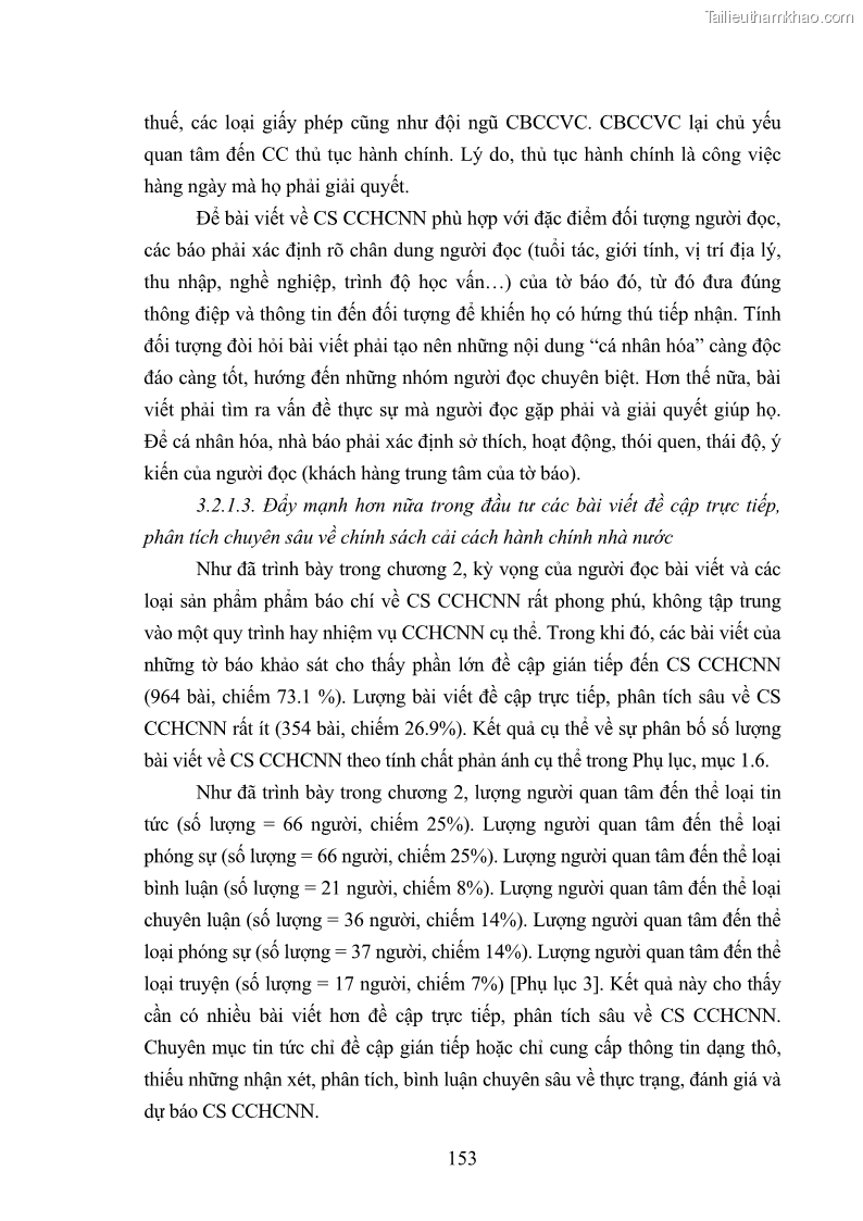 Luận án tiến sĩ báo chí học Báo chí truyền thông về chính sách cải cách hành chính nhà nước Việt Nam - 21 Trang 161