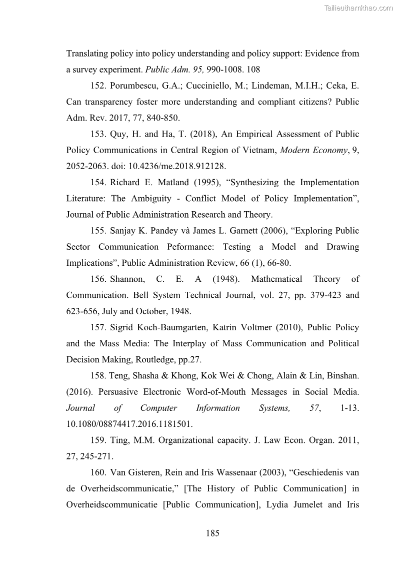Luận án tiến sĩ báo chí học Báo chí truyền thông về chính sách cải cách hành chính nhà nước Việt Nam - 25 Trang 193