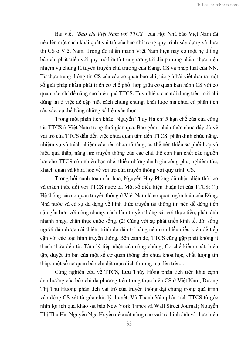 Luận án tiến sĩ báo chí học Báo chí truyền thông về chính sách cải cách hành chính nhà nước Việt Nam - 6 Trang 41