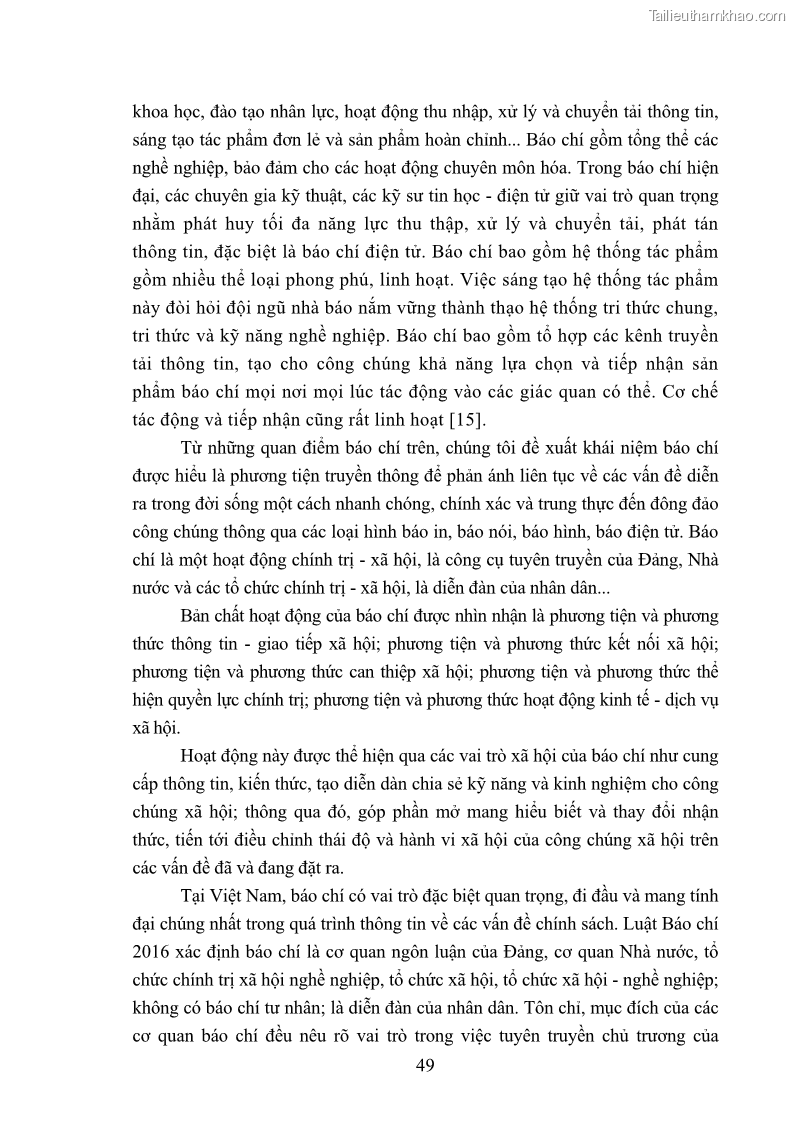 Luận án tiến sĩ báo chí học Báo chí truyền thông về chính sách cải cách hành chính nhà nước Việt Nam - 8 Trang 57