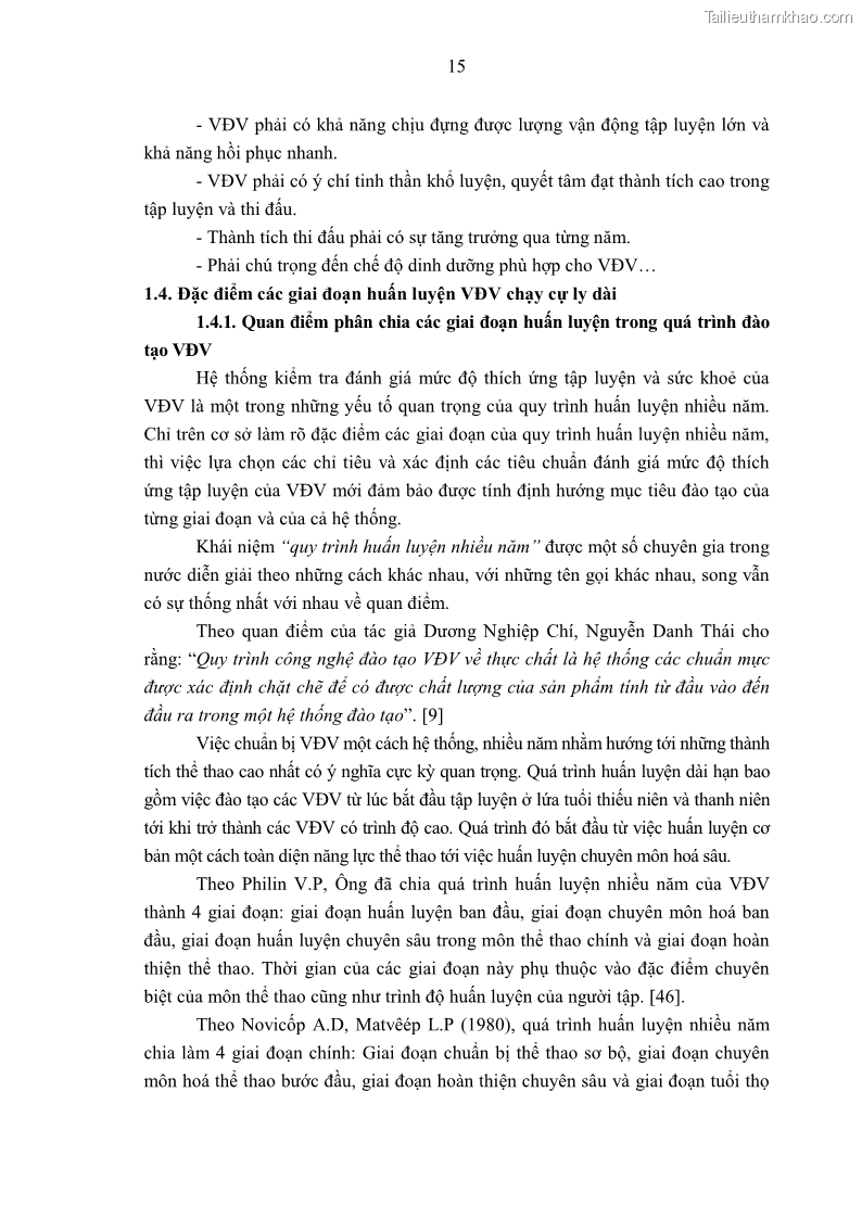 Luận án tiến sĩ giáo dục học Nghiên cứu xây dựng tiêu chuẩn đánh giá trình độ tập luyện cho nam VĐV đội tuyển Điền kinh trẻ chạy cự ly dài 15 – 17 tuổi tỉnh Khánh Hòa sau 2 năm tập luyện - 5 Trang 33