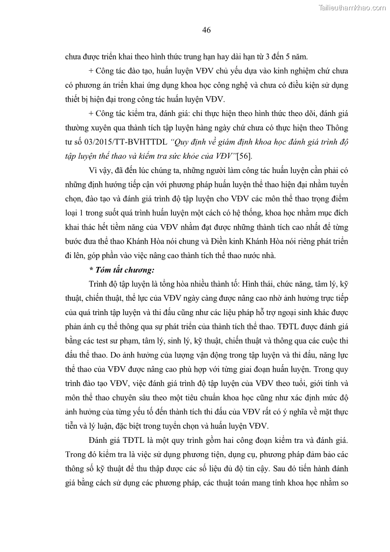 Luận án tiến sĩ giáo dục học Nghiên cứu xây dựng tiêu chuẩn đánh giá trình độ tập luyện cho nam VĐV đội tuyển Điền kinh trẻ chạy cự ly dài 15 – 17 tuổi tỉnh Khánh Hòa sau 2 năm tập luyện - 9 Trang 65