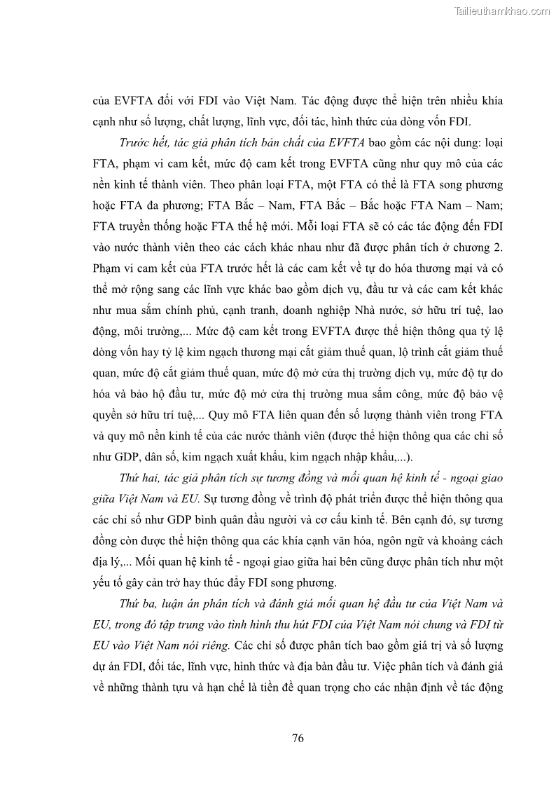 Luận án tiến sĩ kinh tế quốc tế Đánh giá tác động dự kiến của Hiệp định thương mại tự do Việt Nam - EU đối với đầu tư trực tiếp nước ngoài vào Việt Nam - 12 Trang 89