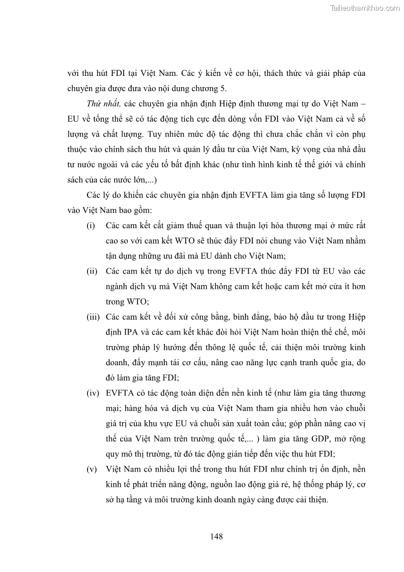 Luận án tiến sĩ kinh tế quốc tế Đánh giá tác động dự kiến của Hiệp định thương mại tự do Việt Nam - EU đối với đầu tư trực tiếp nước ngoài vào Việt Nam - 21 Trang 161