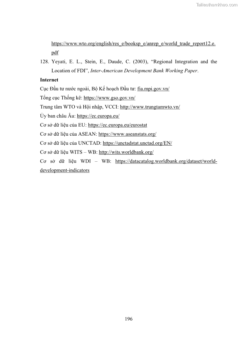 Luận án tiến sĩ kinh tế quốc tế Đánh giá tác động dự kiến của Hiệp định thương mại tự do Việt Nam - EU đối với đầu tư trực tiếp nước ngoài vào Việt Nam - 27 Trang 209