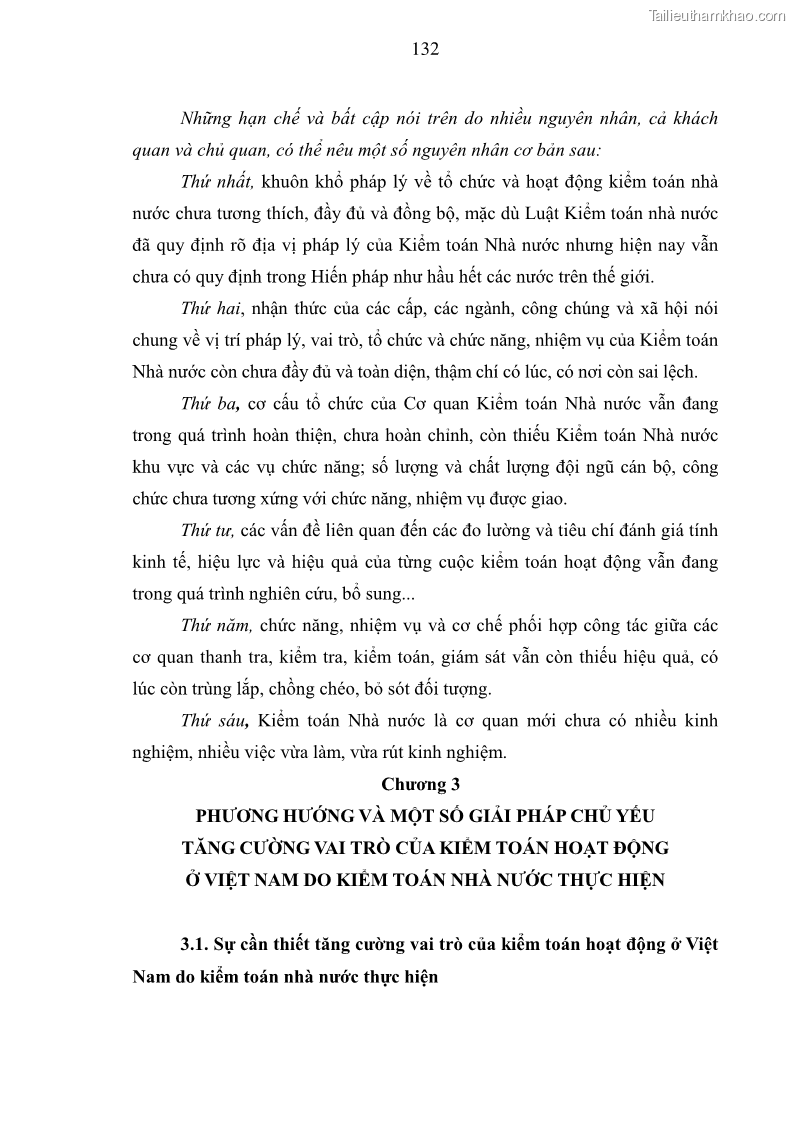 Luận án tiến sĩ kinh tế Tăng cường vai trò của kiểm toán hoạt động ở Việt Nam do kiểm toán nhà nước thực hiện - 18 Trang 137