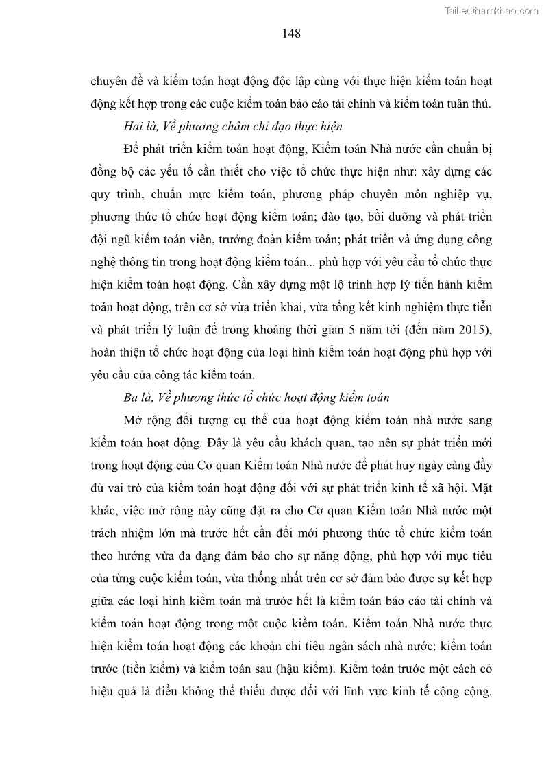 Luận án tiến sĩ kinh tế Tăng cường vai trò của kiểm toán hoạt động ở Việt Nam do kiểm toán nhà nước thực hiện - 20 Trang 153