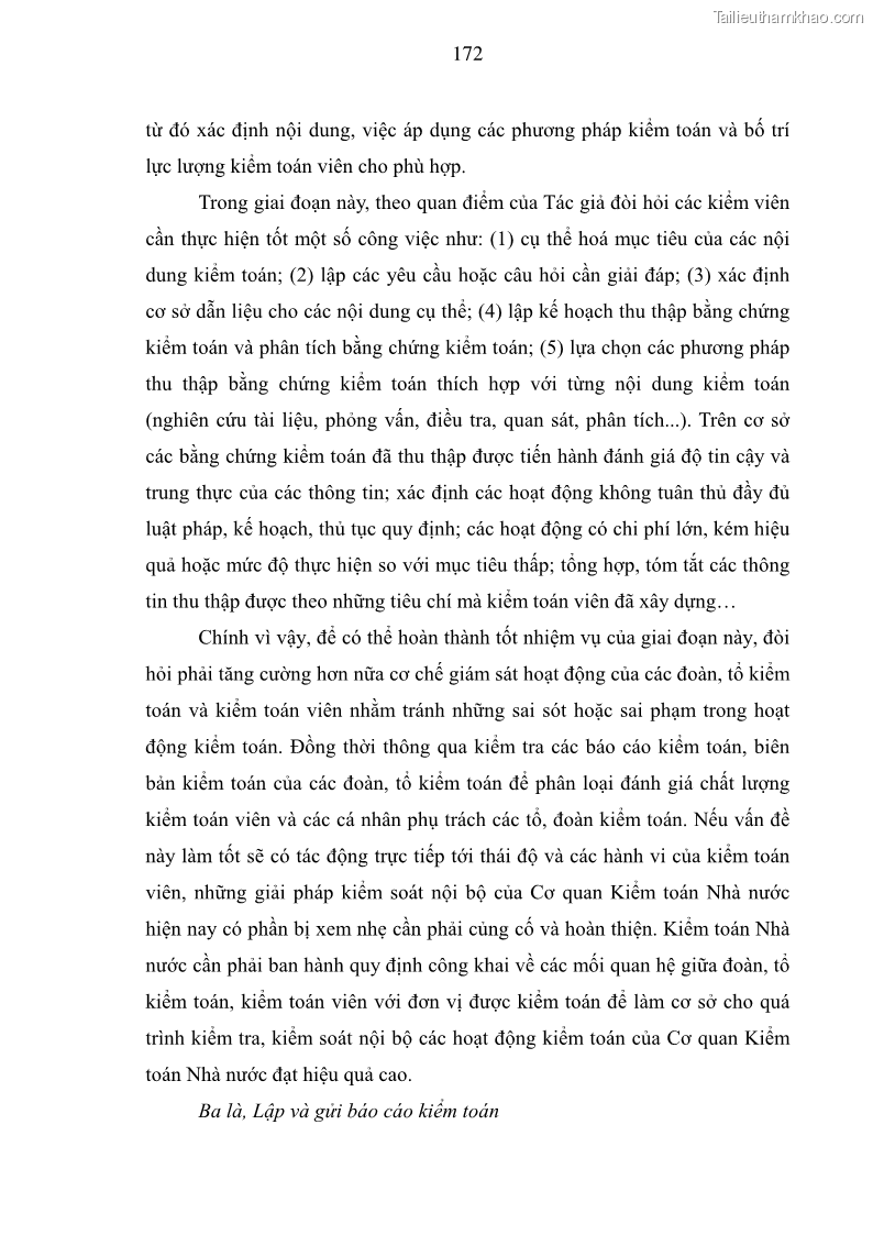 Luận án tiến sĩ kinh tế Tăng cường vai trò của kiểm toán hoạt động ở Việt Nam do kiểm toán nhà nước thực hiện - 23 Trang 177