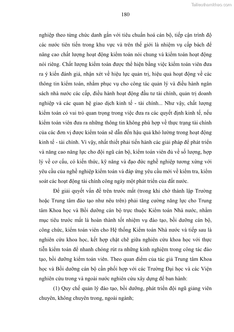 Luận án tiến sĩ kinh tế Tăng cường vai trò của kiểm toán hoạt động ở Việt Nam do kiểm toán nhà nước thực hiện - 24 Trang 185